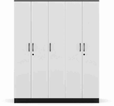 Trueliving Solid wood wardrobes 5 Door Laminated Finish & PU Finish White Wardrobe 8Ft *2Ft *9Ft -2438.4MM X 609MM X 2743.2MM)